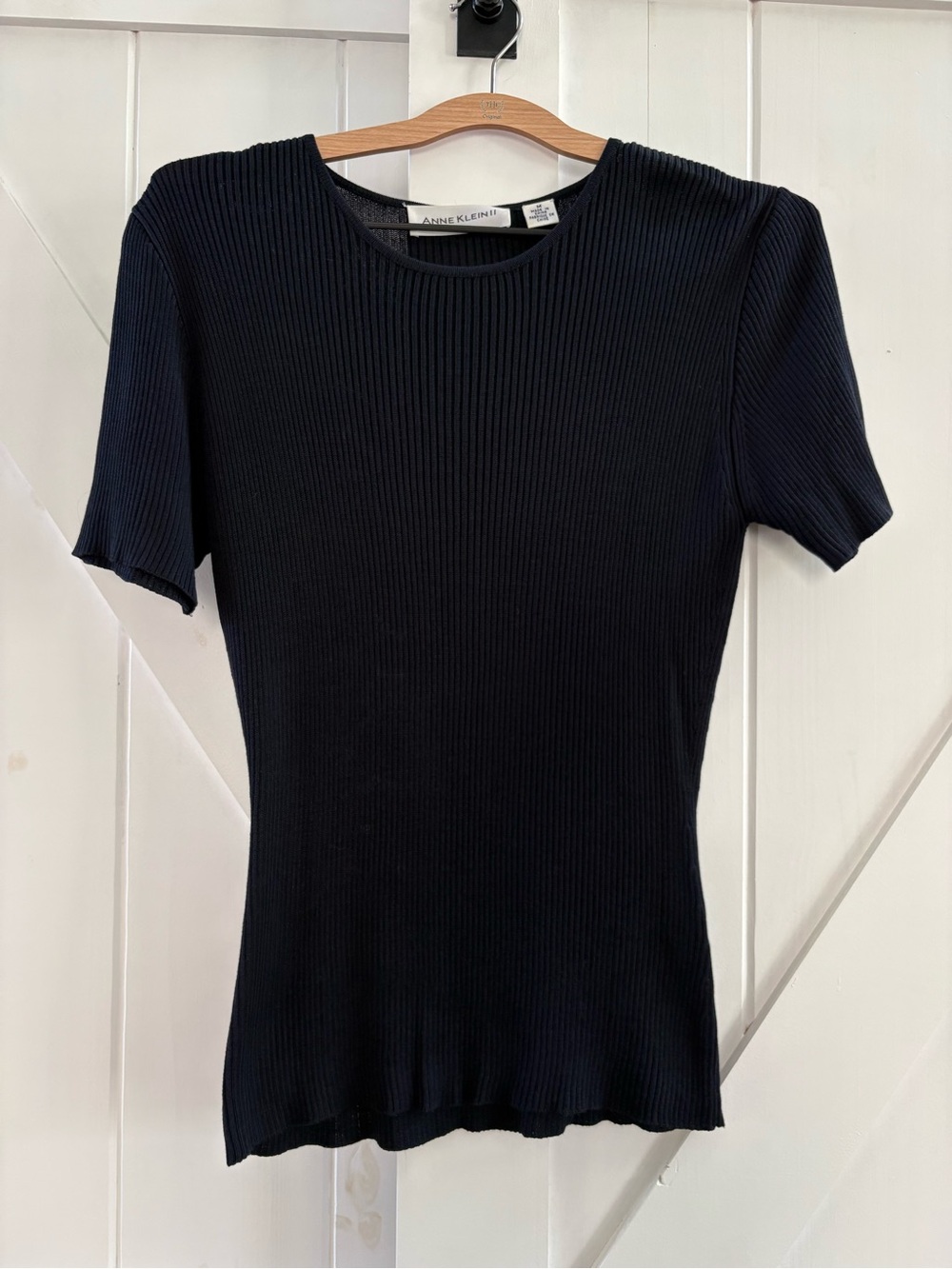 Anne Klein II 100% Silk Ribbed Short Sleeve Blouse - Classic Luxury Top
